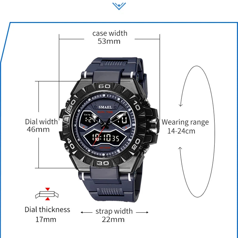 Sport Watch For Men SMAEL Quartz Wristwatches 50M Waterproof Back Light Alarm Clock Male 8070 Military Army Green Watches Men