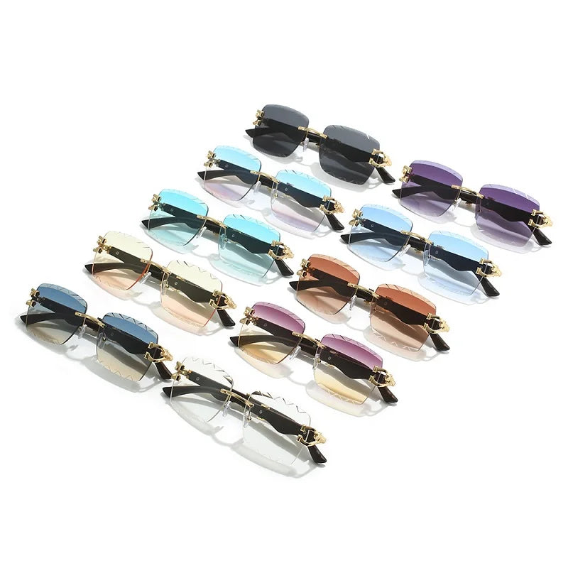 2023 New Fashion Rectangle Sunglasses Women Men Luxury Gradients Lens Golden Decoration Frame Brand Designer Sun Glasses UV400