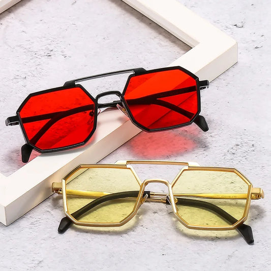 2022 New Fashion Square Hexagon Sunglasses Women Men PC Lens Alloy Metal Frame Luxury Brand Designer Quality Sun Glasses UV400