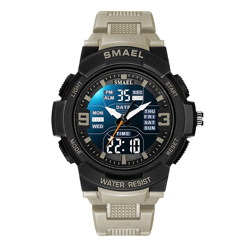 SMAEL Men Military Watch New Fashion Watches Quartz Wristwatch Men 50m Waterproof Sports Watch Digital  1912 Shock  Army WatcH