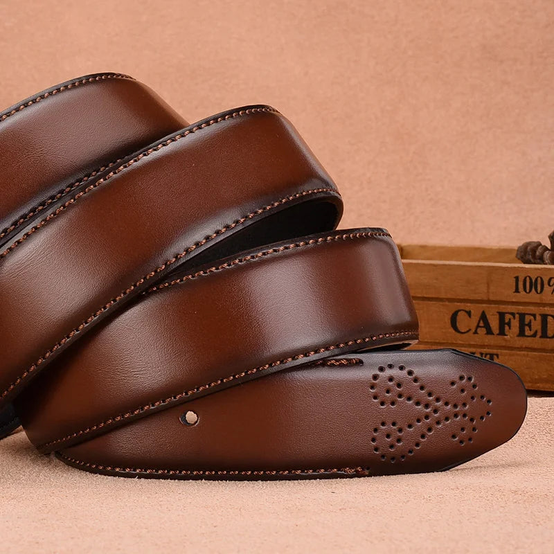 Classic Men Belt For Male Jeans High Quality Leather Belt Man Brown Genuine Leather Strap Luxury Pin Buckle Fancy Vintage