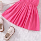 Clothing Set For Kid Girl 4-7 Years old Short Sleeve Button Top Pleated Suspenders Princess Dresses Summer Outfit For Baby girl