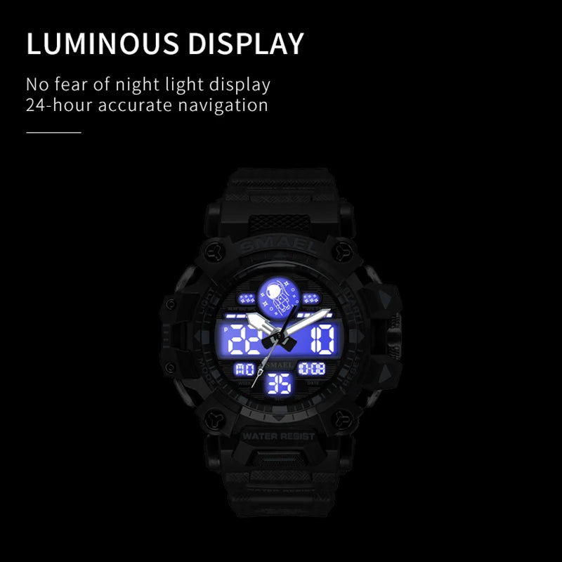 SMAEL Brand Men Sports Watches 50m Waterproof Digital Clock New Men Military Watch Army  8078 Led Quartz Watch Men Wristwatches