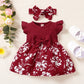 Dress For Kids 3-24 Months Korean Style Fashion Butterfly Sleeve Cute Floral Princess Formal Dresses Ootd For Newborn Baby Girl