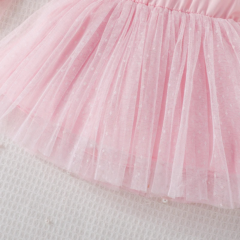 Dress For Kids Newborn 3 - 24 Months Birthday Fashion Fly Sleeve Cute Pink Tulle Princess Formal Dresses Ootd For Baby Girl