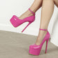 Liyke Pink High Heels Women Pumps Spring Autumn Fashion Round Toe Buckle Strap Platform Stiletto Party Nightclub Stripper Shoes