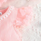 Set Dress For Kids 0-18 Months old Birthday Pink Butterfly Sleeve Tulle Princess Formal Dresses Ootd For Newborn Baby Girl