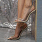 Liyke 2024 New Crystal Rhinestone PVC Transparent Women Pumps Sandal Perspex Stilettos High Heels Pointed Toe Wedding Party Shoe