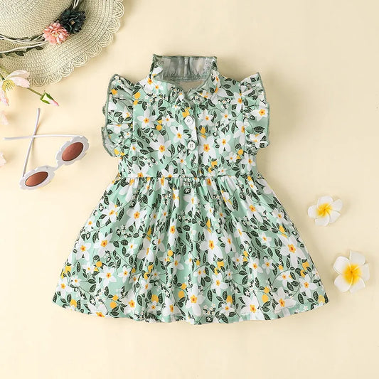 Dress For Kids Newborn 3 - 24 Months Birthday Style Butterfly Sleeve Cute Floral Princess Formal Dresses Ootd For Baby Girl