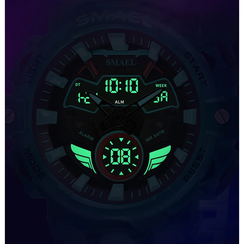 Men Sport Watches SMAEL Original Wristwatches Dropshipping Brand 50M Waterproof Clock 8085 Alarm Young Yellow New Quartz Watch