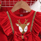 Dress For Kids 3-24 Months Newborn Long Sleeve Cute Cartoon Elk Red Suede Christmas Princess Formal Warm Dresses For Baby Girl