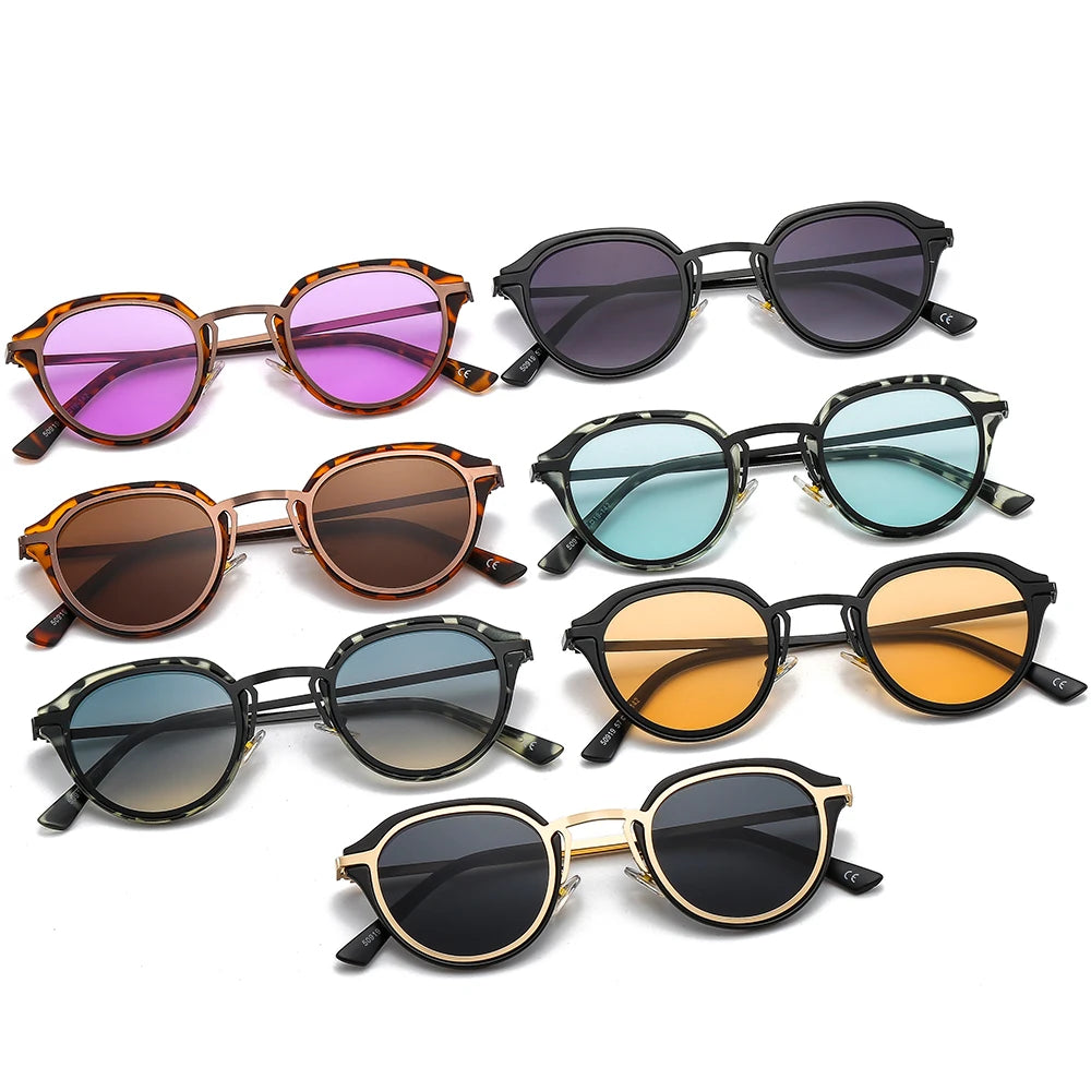 ZLY 2022 New Fashion Round Sunglasses Color PC Lens Alloy Metal Frame Luxury Brand Designer Versatile Women Men Sunglasses UV400