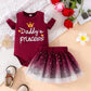 2Pcs Clothing Suit Baby Girl Newborn 0-18 months Kids Short Sleeve Romper Tulle Skirt Set Toddler Infant Clothes Outfit