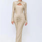 Long Sleeve Sexy Maxi Dress For Women Gown Autumn Winter New Metal Buckle Ruched Slit Long Dress Elegant