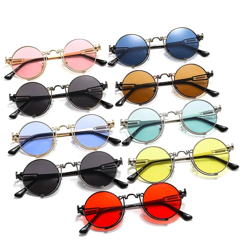 2022 New Fashion Round Sunglasses Women Men Gradients Lens Alloy Carving Frame Luxury Brand Designer Vintage Sun Glasses UV400