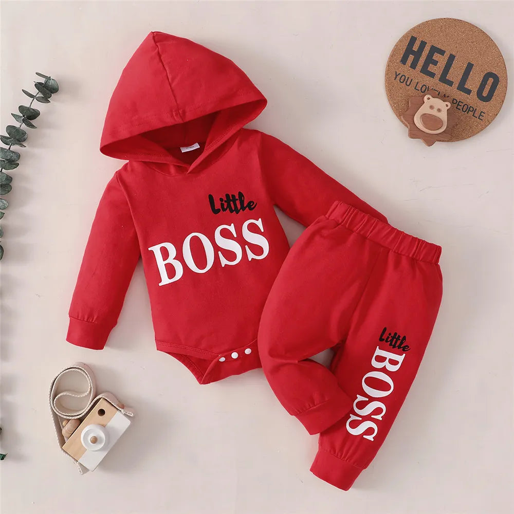 Long Sleeve Hooded Tops Pants Clothing Sets Baby Spring Infants Outfit; 0-24 Months Newborn Baby Boy Clothing Toddler Boy Clothes