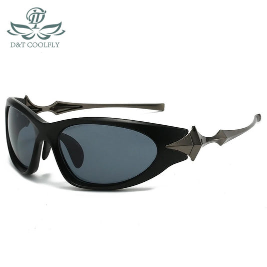 D&T 2024 New Fashion Wrap Sunglasses Men Women PC Lens Metal Frame Brand Designer Sport Travel Riding Style Luxury Quality UV400