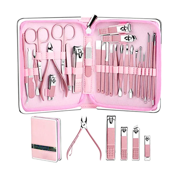 (26 PCS ) Professional Nail Clippers Pedicure Kit Nail Cutter Scissor Cuticle Nipper Nails Tool Foot Face Grooming Kit Manicure Set