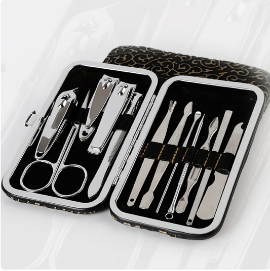 Stone Pattern Case+12 in 1 pcs Nail Clipper Kit Nail Care Set Pedicure Scissor Tweezer Knife Ear pick Utility Manicure Set Tools