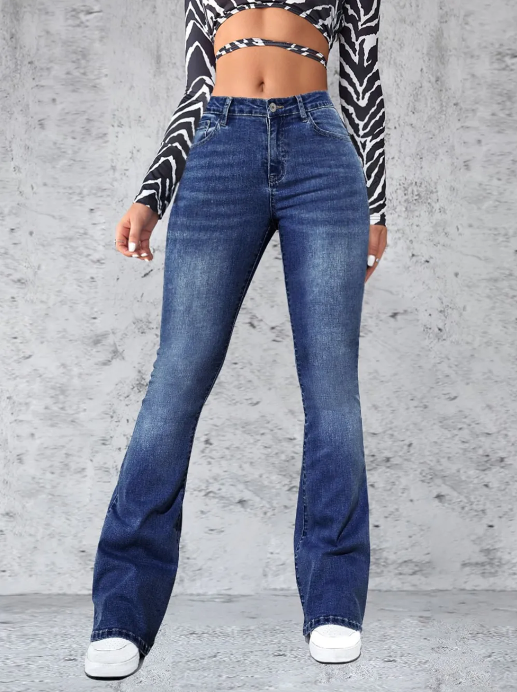 Plus Size High Waist Flare Jeans