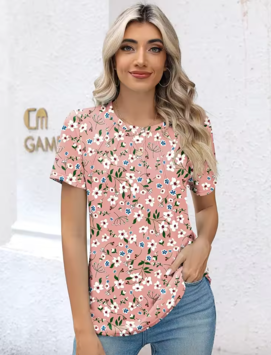 Floral Notched Neck Blouse