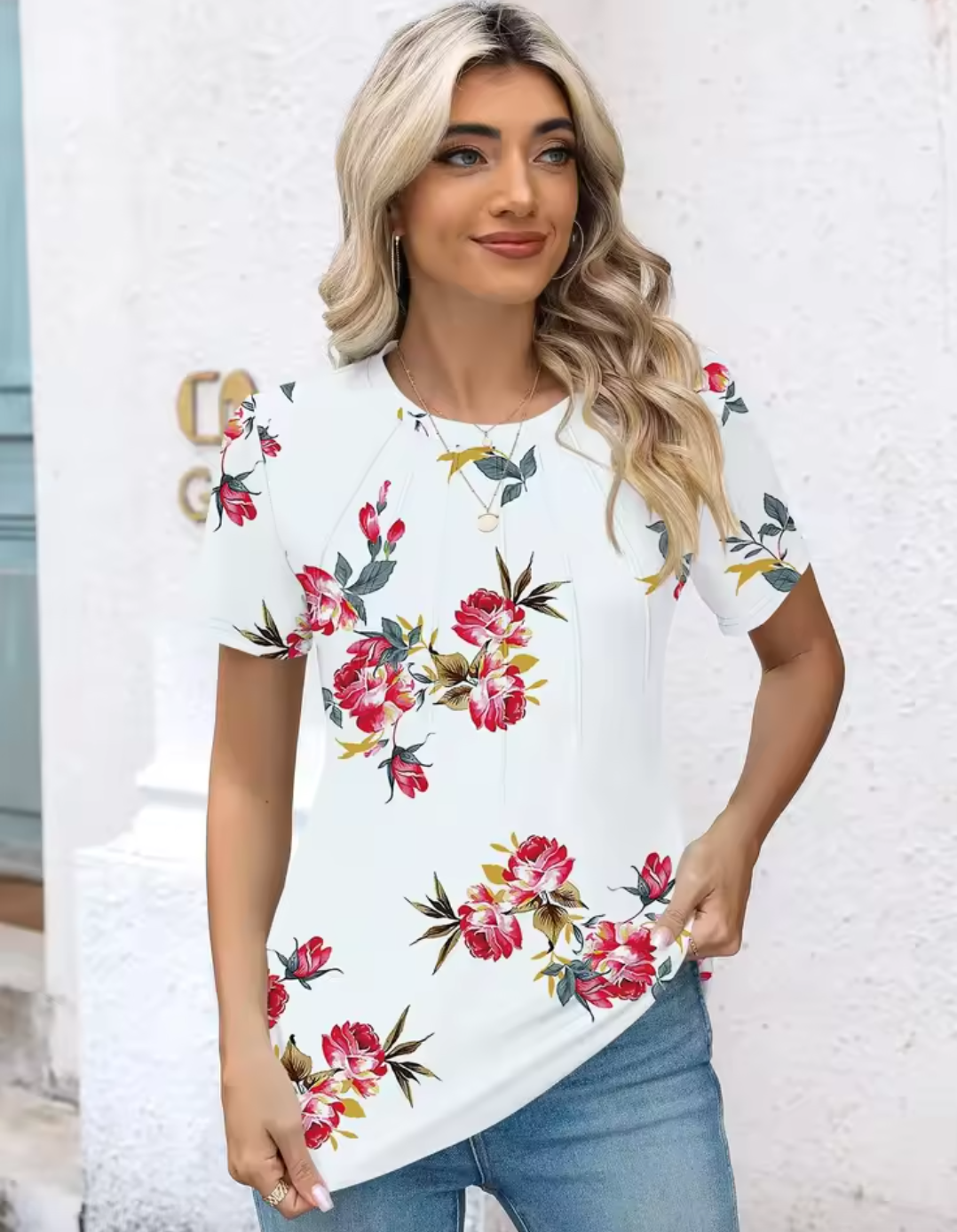 Floral Notched Neck Blouse