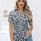 Floral Notched Neck Blouse