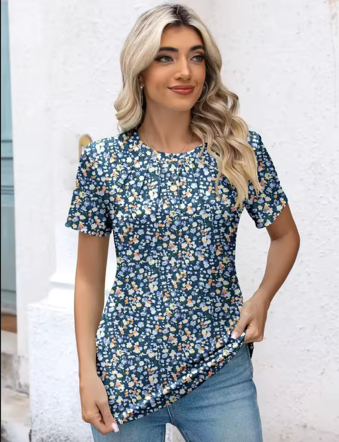 Floral Notched Neck Blouse