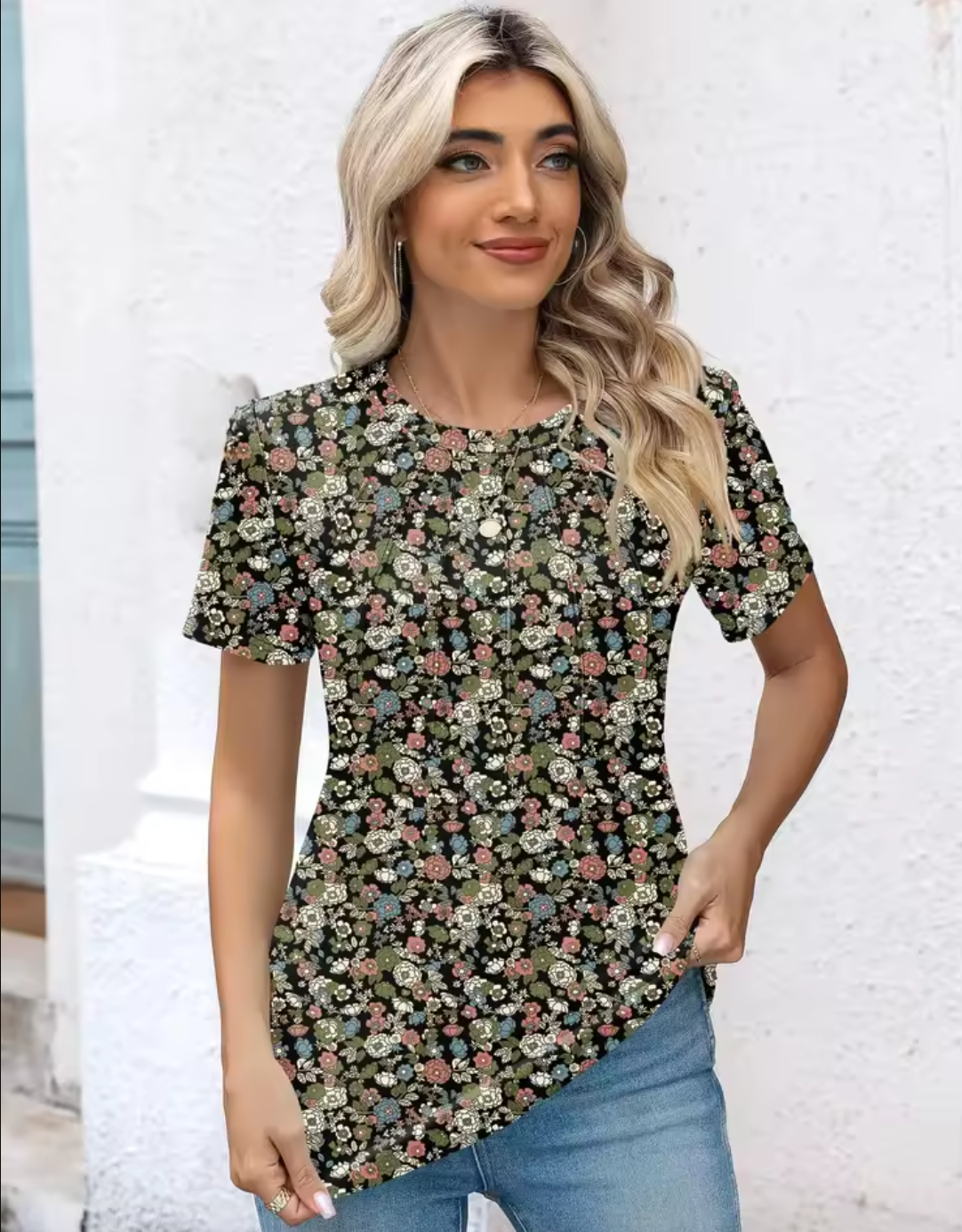 Floral Notched Neck Blouse
