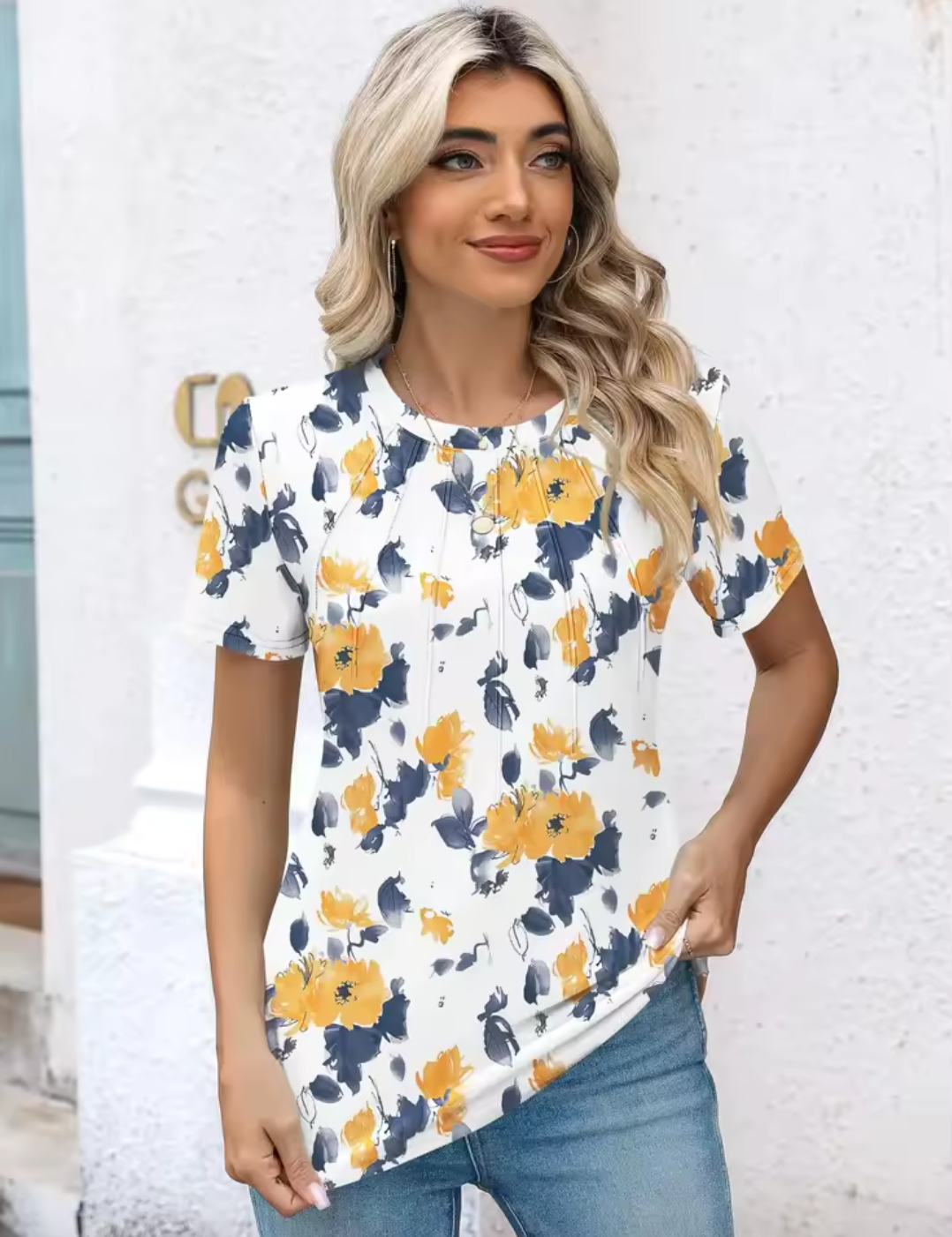Floral Notched Neck Blouse