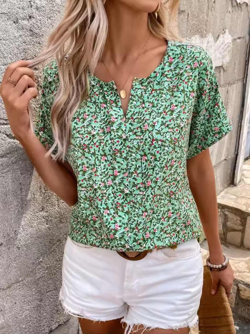 Floral Notched Neck Blouse