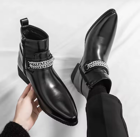 Men's Cap Toe Ankle Lace-up Dress Motorcycle Boots - Leather Zipper Booties (MSB2)(MSF6)(MSB3)(MSB5)(MSC1)(F13)