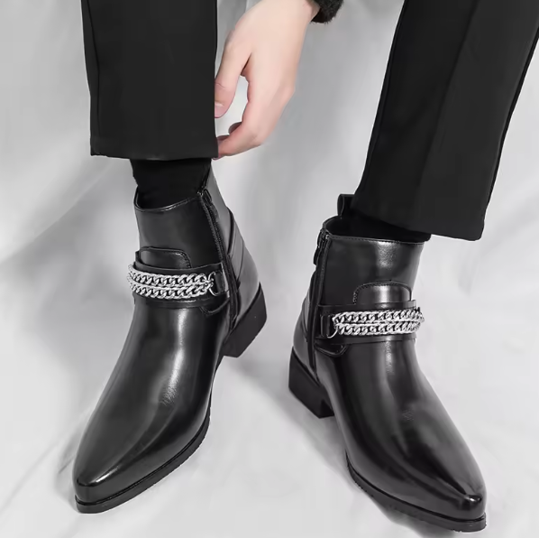 Men's Cap Toe Ankle Lace-up Dress Motorcycle Boots - Leather Zipper Booties (MSB2)(MSF6)(MSB3)(MSB5)(MSC1)(F13)
