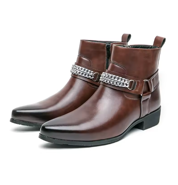 Men's Cap Toe Ankle Lace-up Dress Motorcycle Boots - Leather Zipper Booties (MSB2)(MSF6)(MSB3)(MSB5)(MSC1)(F13)
