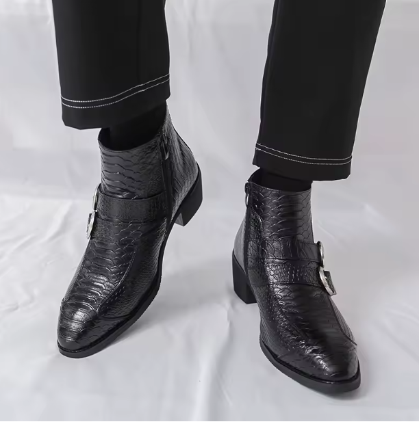 Men's Cap Toe Ankle Lace-up Dress Motorcycle Boots - Leather Zipper Booties (MSB2)(MSF6)(MSB3)(MSB5)(MSC1)(F13)