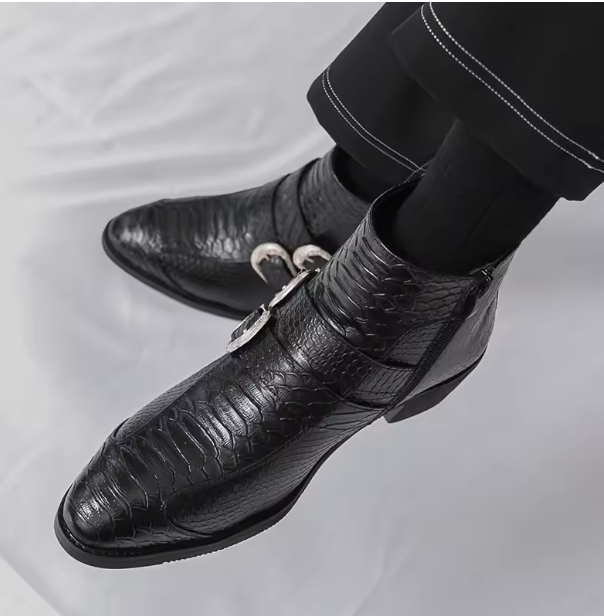 Men's Cap Toe Ankle Lace-up Dress Motorcycle Boots - Leather Zipper Booties (MSB2)(MSF6)(MSB3)(MSB5)(MSC1)(F13)