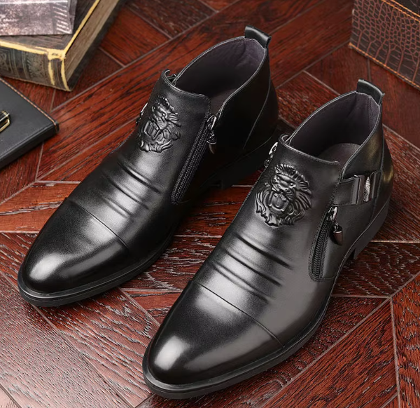 Men's Cap Toe Ankle Lace-up Dress Motorcycle Boots - Leather Zipper Booties (MSB2)(MSF6)(MSB3)(MSB5)(MSC1)(F13)