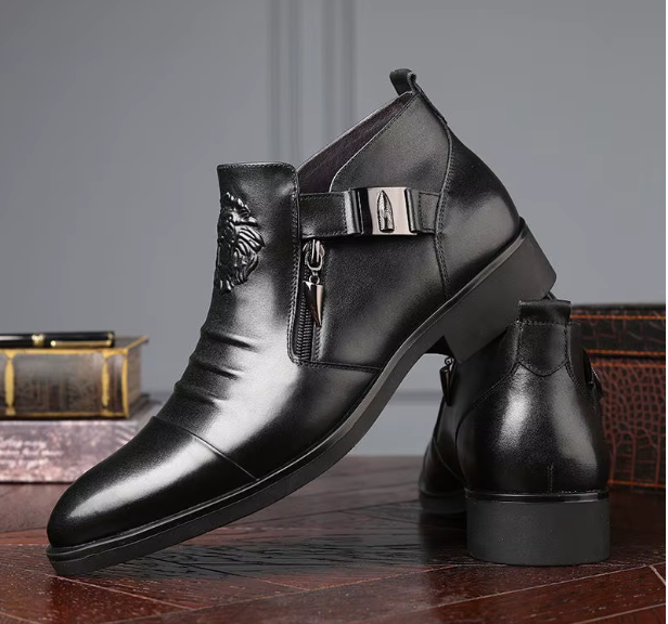 Men's Cap Toe Ankle Lace-up Dress Motorcycle Boots - Leather Zipper Booties (MSB2)(MSF6)(MSB3)(MSB5)(MSC1)(F13)