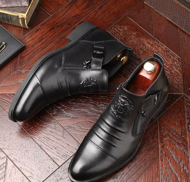 Men's Cap Toe Ankle Lace-up Dress Motorcycle Boots - Leather Zipper Booties (MSB2)(MSF6)(MSB3)(MSB5)(MSC1)(F13)