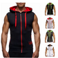 Cotton Hooded Sweatshirt - Gym Tank Tops - Casual Sleeveless Hoodie Vest Coat (TM7)(TM5)