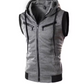 Cotton Hooded Sweatshirt - Gym Tank Tops - Casual Sleeveless Hoodie Vest Coat (TM7)(TM5)
