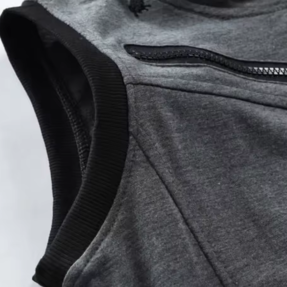 Cotton Hooded Sweatshirt - Gym Tank Tops - Casual Sleeveless Hoodie Vest Coat (TM7)(TM5)