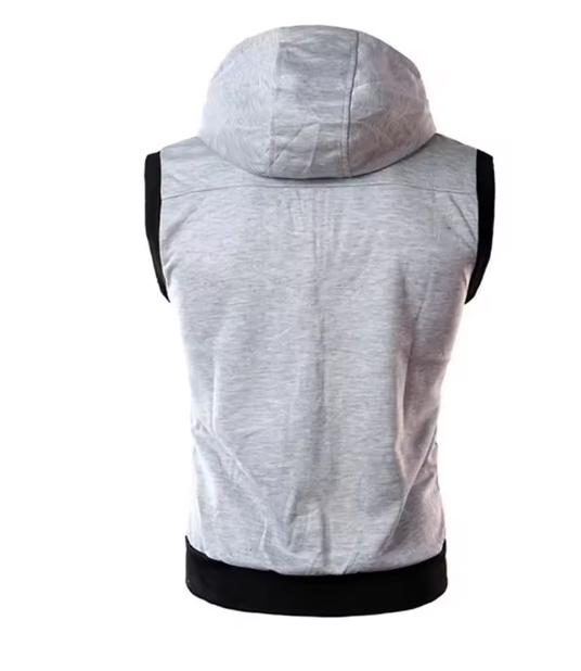 Cotton Hooded Sweatshirt - Gym Tank Tops - Casual Sleeveless Hoodie Vest Coat (TM7)(TM5)