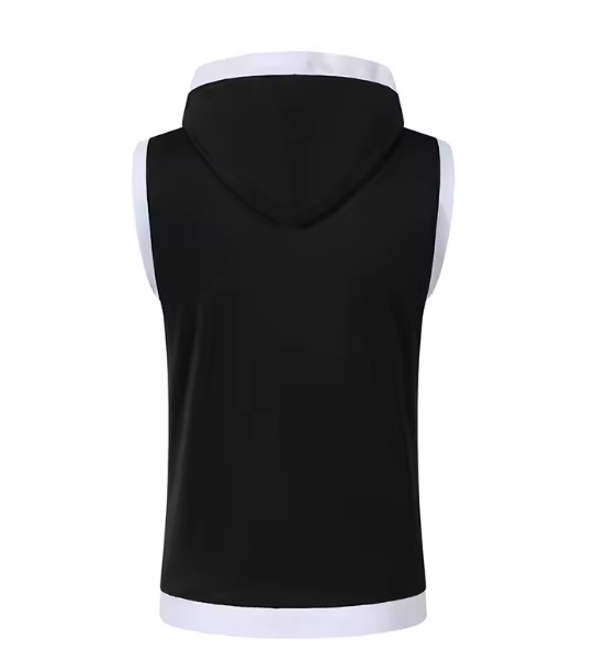 Cotton Hooded Sweatshirt - Gym Tank Tops - Casual Sleeveless Hoodie Vest Coat (TM7)(TM5)