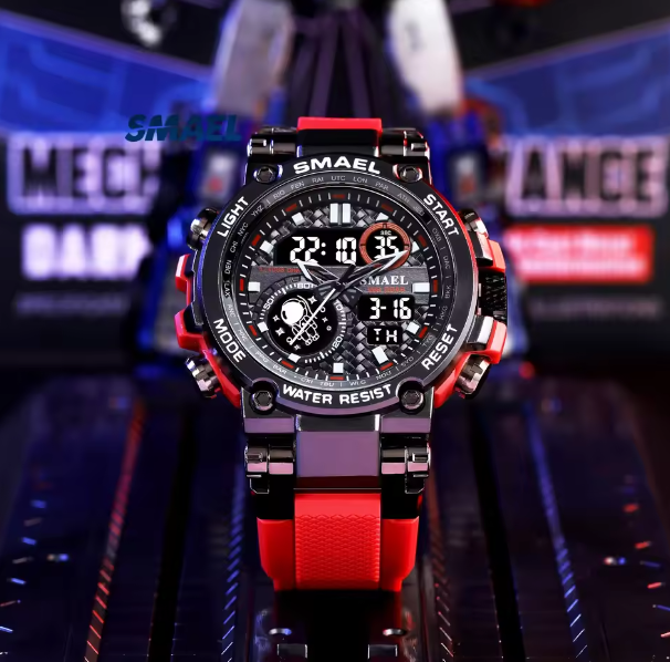 Men Watches 2019 Luxury Brand Smael Digital Wristwatches Men Clock Army Green Waterproof Dual Time 8014 Sport Watches Military