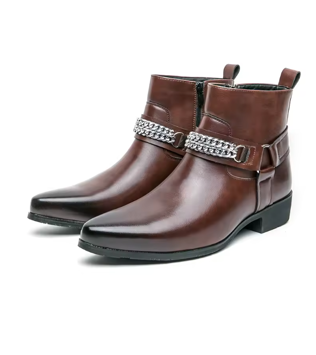 Men's Cap Toe Ankle Lace-up Dress Motorcycle Boots - Leather Zipper Booties (MSB2)(MSF6)(MSB3)(MSB5)(MSC1)(F13)