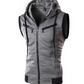 Cotton Hooded Sweatshirt - Gym Tank Tops - Casual Sleeveless Hoodie Vest Coat (TM7)(TM5)