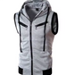 Cotton Hooded Sweatshirt - Gym Tank Tops - Casual Sleeveless Hoodie Vest Coat (TM7)(TM5)