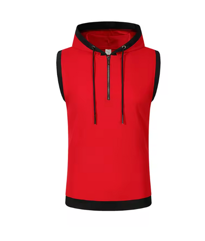 Cotton Hooded Sweatshirt - Gym Tank Tops - Casual Sleeveless Hoodie Vest Coat (TM7)(TM5)