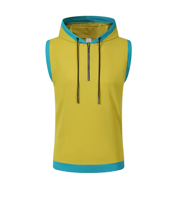 Cotton Hooded Sweatshirt - Gym Tank Tops - Casual Sleeveless Hoodie Vest Coat (TM7)(TM5)